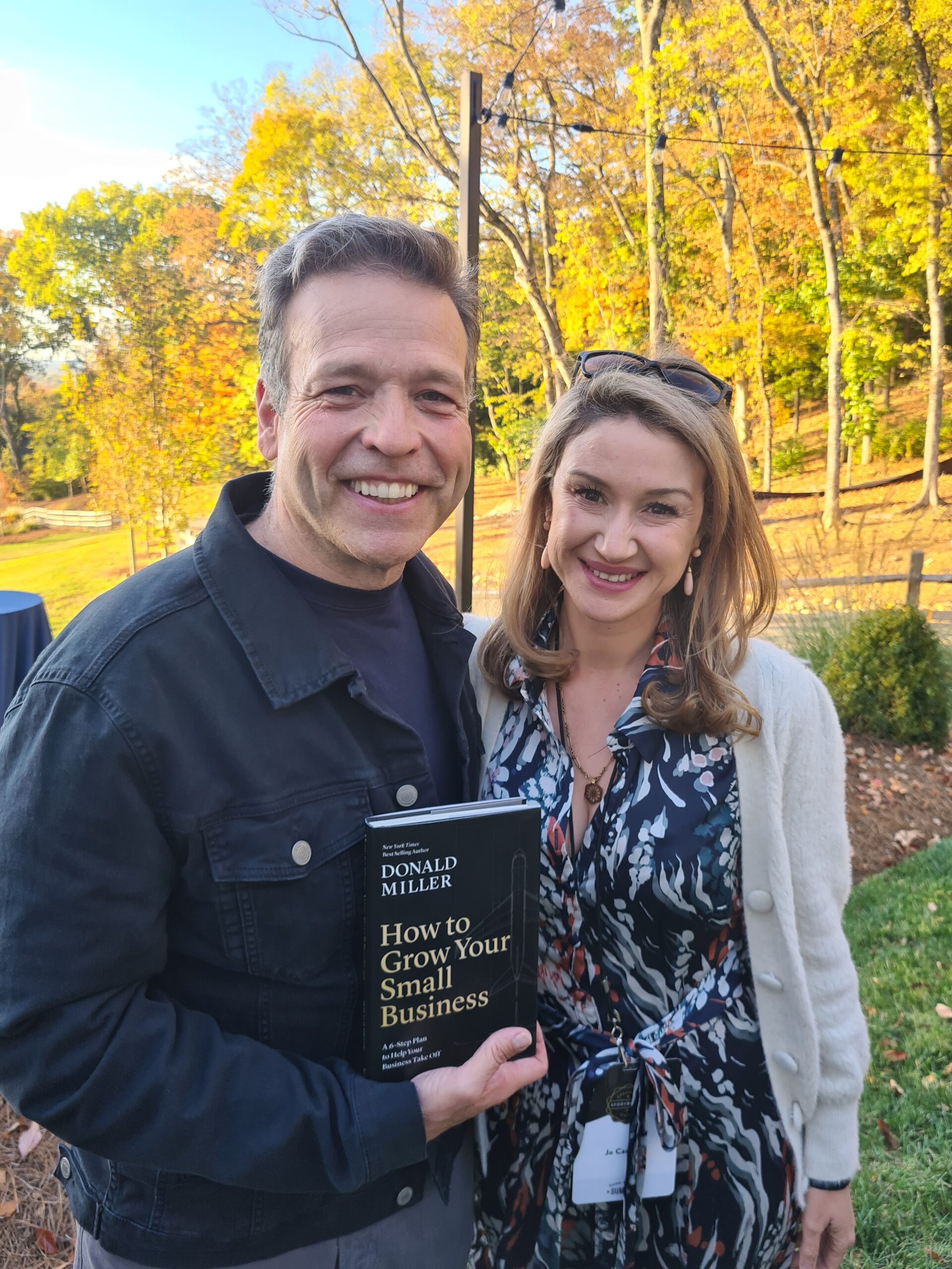 Donald Miller - pictured with Jo Caruana - announced the release of his new book, How to Build Your Small Business, at the Summit